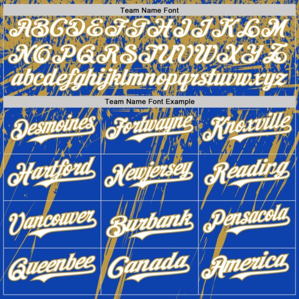 Custom Thunder Blue White-Old Gold Distressed Scratch Brush Stroke Authentic Baseball Jersey