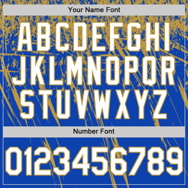 Custom Thunder Blue White-Old Gold Distressed Scratch Brush Stroke Authentic Baseball Jersey