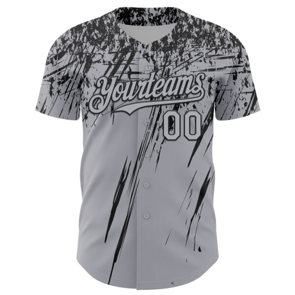 Custom Gray Black Distressed Scratch Brush Stroke Authentic Baseball Jersey