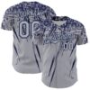 Custom Gray Navy Distressed Scratch Brush Stroke Authentic Baseball Jersey