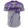 Custom Gray Purple-Black Distressed Scratch Brush Stroke Authentic Baseball Jersey