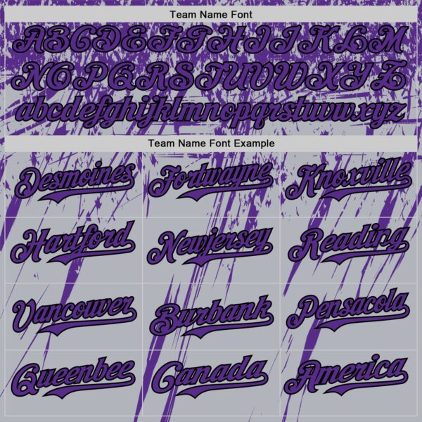 Custom Gray Purple-Black Distressed Scratch Brush Stroke Authentic Baseball Jersey