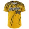 Custom Gold Black-White Distressed Scratch Brush Stroke Authentic Baseball Jersey