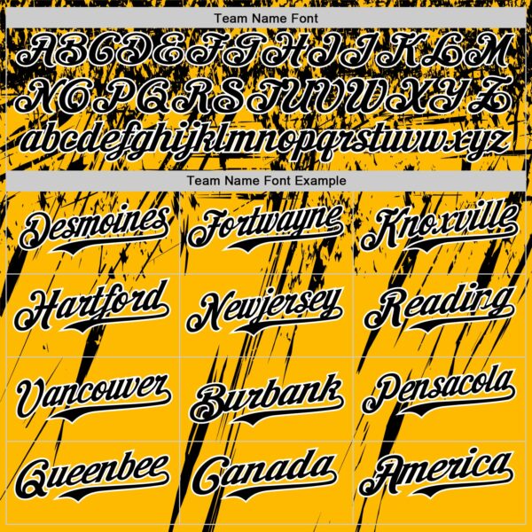 Custom Gold Black-White Distressed Scratch Brush Stroke Authentic Baseball Jersey