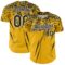 Custom Gold Black-White Distressed Scratch Brush Stroke Authentic Baseball Jersey