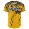 Custom Gold Navy-White Distressed Scratch Brush Stroke Authentic Baseball Jersey