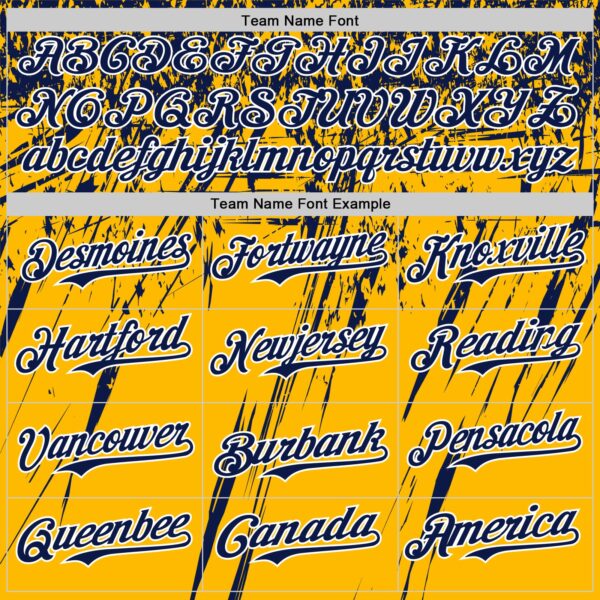 Custom Gold Navy-White Distressed Scratch Brush Stroke Authentic Baseball Jersey