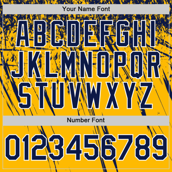 Custom Gold Navy-White Distressed Scratch Brush Stroke Authentic Baseball Jersey