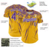 Custom Gold Purple-White Distressed Scratch Brush Stroke Authentic Baseball Jersey