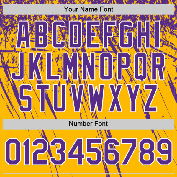 Custom Gold Purple-White Distressed Scratch Brush Stroke Authentic Baseball Jersey