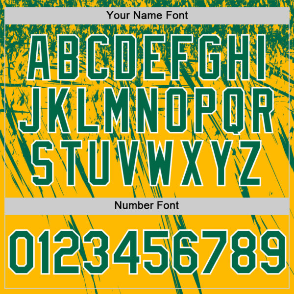 Custom Gold Kelly Green-White Distressed Scratch Brush Stroke Authentic Baseball Jersey