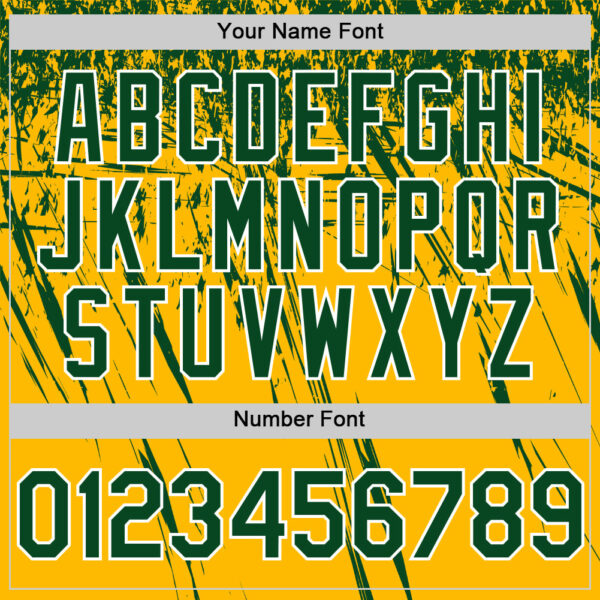 Custom Gold Green-White Distressed Scratch Brush Stroke Authentic Baseball Jersey