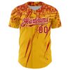 Custom Gold Red-White Distressed Scratch Brush Stroke Authentic Baseball Jersey