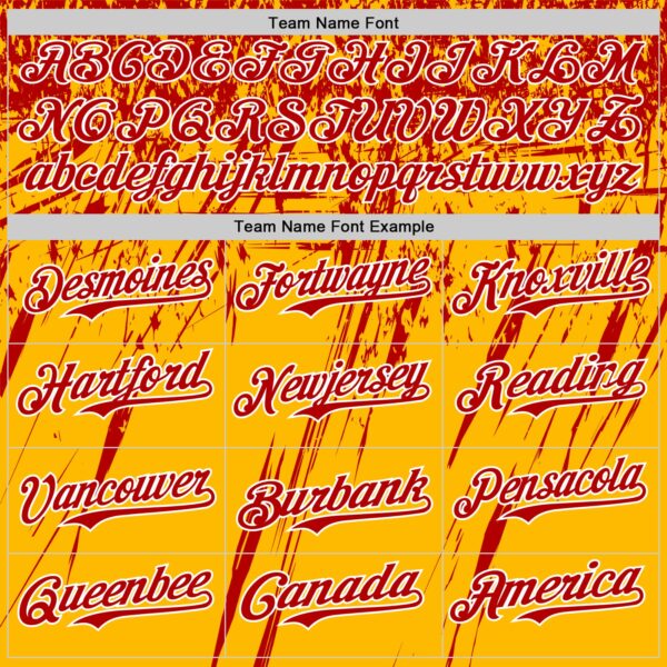 Custom Gold Red-White Distressed Scratch Brush Stroke Authentic Baseball Jersey