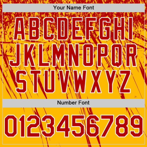 Custom Gold Red-White Distressed Scratch Brush Stroke Authentic Baseball Jersey