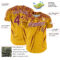 Custom Gold Crimson-White Distressed Scratch Brush Stroke Authentic Baseball Jersey