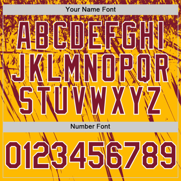 Custom Gold Crimson-White Distressed Scratch Brush Stroke Authentic Baseball Jersey