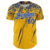 Custom Gold Royal-White Distressed Scratch Brush Stroke Authentic Baseball Jersey