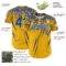 Custom Gold Royal-White Distressed Scratch Brush Stroke Authentic Baseball Jersey