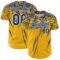 Custom Gold Royal-White Distressed Scratch Brush Stroke Authentic Baseball Jersey