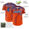 Custom Orange Royal-White Distressed Scratch Brush Stroke Authentic Baseball Jersey