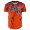 Custom Orange Navy-White Distressed Scratch Brush Stroke Authentic Baseball Jersey