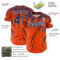 Custom Orange Navy-White Distressed Scratch Brush Stroke Authentic Baseball Jersey