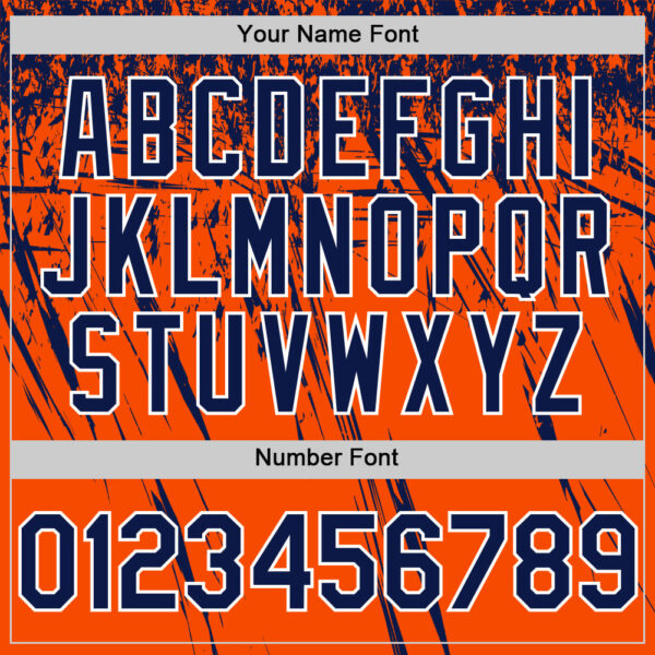 Custom Orange Navy-White Distressed Scratch Brush Stroke Authentic Baseball Jersey