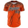 Custom Orange Black-White Distressed Scratch Brush Stroke Authentic Baseball Jersey