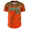 Custom Orange Green-White Distressed Scratch Brush Stroke Authentic Baseball Jersey