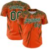 Custom Orange Green-White Distressed Scratch Brush Stroke Authentic Baseball Jersey