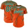 Custom Orange Kelly Green-White Distressed Scratch Brush Stroke Authentic Baseball Jersey
