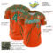 Custom Orange Kelly Green-White Distressed Scratch Brush Stroke Authentic Baseball Jersey