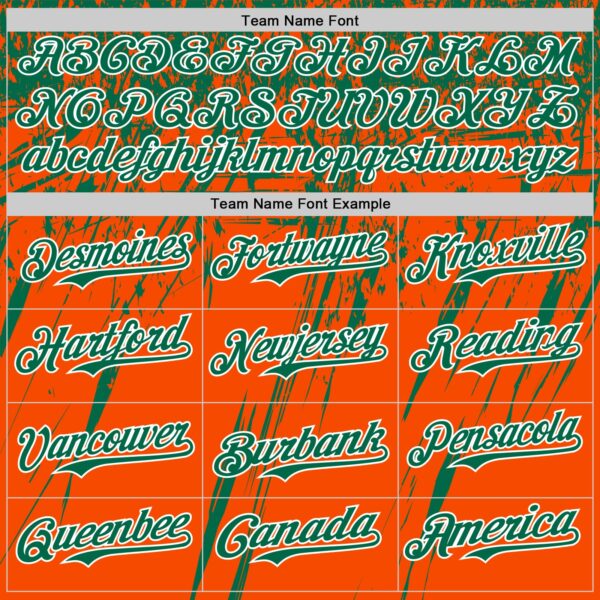 Custom Orange Kelly Green-White Distressed Scratch Brush Stroke Authentic Baseball Jersey