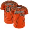 Custom Orange Brown-White Distressed Scratch Brush Stroke Authentic Baseball Jersey
