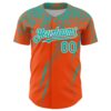 Custom Orange Aqua-White Distressed Scratch Brush Stroke Authentic Baseball Jersey