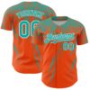 Custom Orange Aqua-White Distressed Scratch Brush Stroke Authentic Baseball Jersey