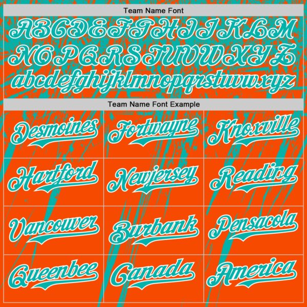 Custom Orange Aqua-White Distressed Scratch Brush Stroke Authentic Baseball Jersey