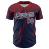 Custom Navy Red-White Distressed Scratch Brush Stroke Authentic Baseball Jersey