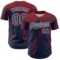 Custom Navy Red-White Distressed Scratch Brush Stroke Authentic Baseball Jersey