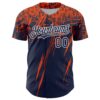 Custom Navy Orange-White Distressed Scratch Brush Stroke Authentic Baseball Jersey