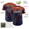 Custom Navy Orange-White Distressed Scratch Brush Stroke Authentic Baseball Jersey