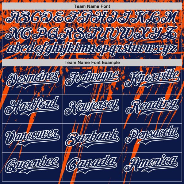 Custom Navy Orange-White Distressed Scratch Brush Stroke Authentic Baseball Jersey