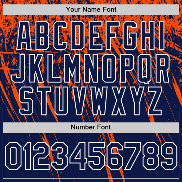 Custom Navy Orange-White Distressed Scratch Brush Stroke Authentic Baseball Jersey