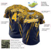Custom Navy Gold-White Distressed Scratch Brush Stroke Authentic Baseball Jersey