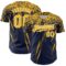 Custom Navy Gold-White Distressed Scratch Brush Stroke Authentic Baseball Jersey