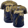 Custom Navy Old Gold-White Distressed Scratch Brush Stroke Authentic Baseball Jersey