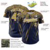 Custom Navy Old Gold-White Distressed Scratch Brush Stroke Authentic Baseball Jersey