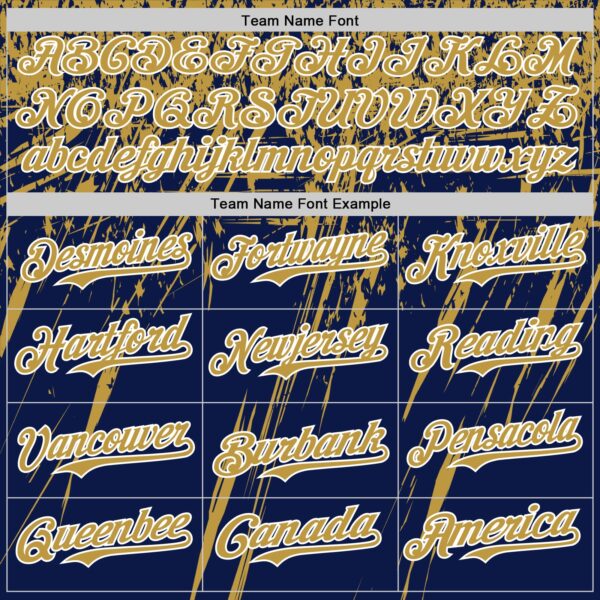 Custom Navy Old Gold-White Distressed Scratch Brush Stroke Authentic Baseball Jersey