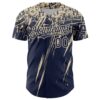 Custom Navy Cream Distressed Scratch Brush Stroke Authentic Baseball Jersey
